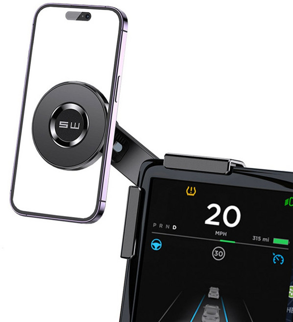 GSB 테슬라 비접착 맥세이프 모니터 거치대 모델3 모델Y 하이랜드 호환, 1개, 블랙