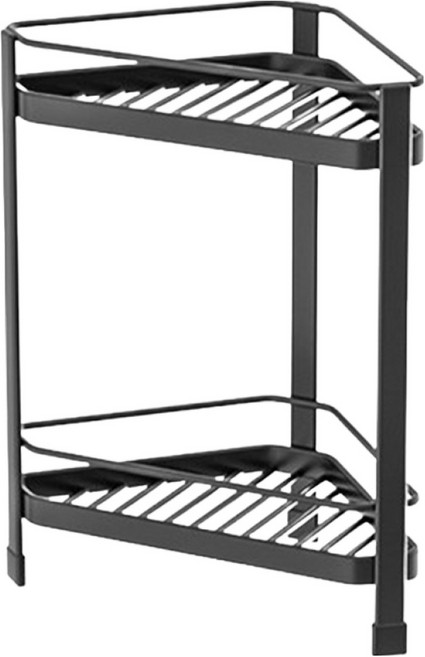 리빙공감 주방 욕실 화장실 다용도 수납 코너 2단 선반 삼각, 블랙, 1개