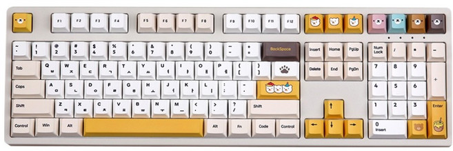 MONSTARGEAR 小熊朋友 139鍵 韓文 PBT 熱昇華 Cherry 客製化點綴鍵帽, 鍵帽, 單一商品, 單一顏色