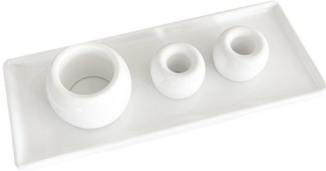 뉴앤룩 칫솔치약 거치대 트레이 세트, 화이트, 1세트