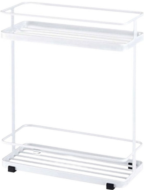 리빙공감 주방 욕실 화장실 다용도 수납 코너 2단 선반 사각, 화이트, 1개