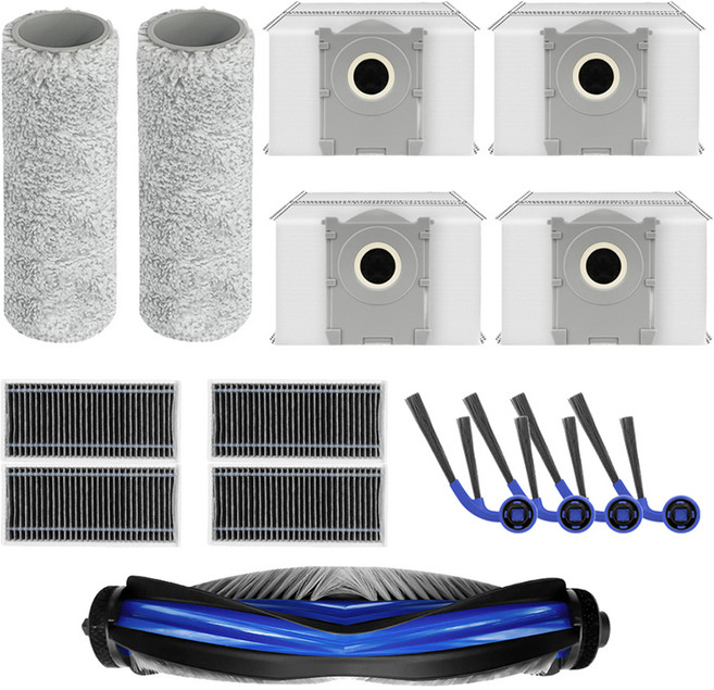 멋진공간 에코백스 T80 옴니 호환 물걸레 2p + 사이드브러쉬 4p + 교체용 필터 4p + 메인브러쉬 + 더스트백 필터 4p 세트, 1세트