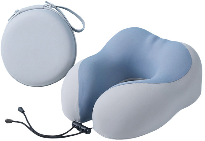 StarGo 慢回彈記憶棉雙駝峰護頸枕 附收納盒, 灰色