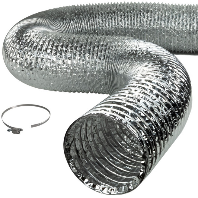 덕트몰 알루미늄 은박 주름관 자바라 덕트 호스 + 고정용 스텐 밴드 세트, 1세트
