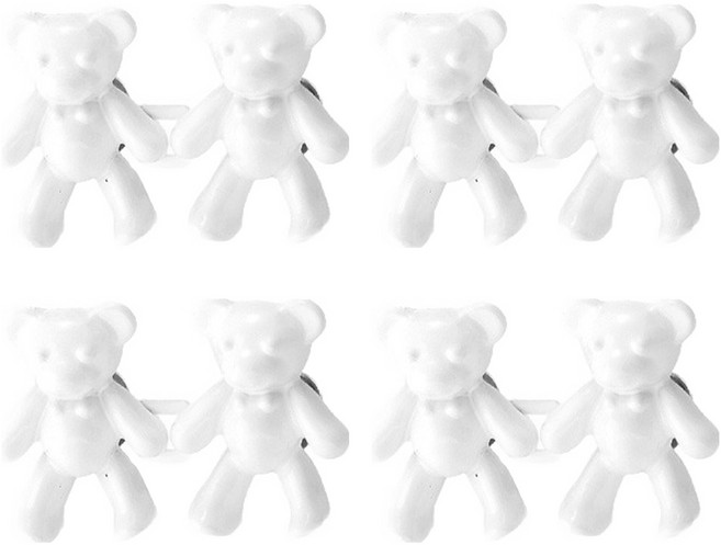 앙플러스 곰돌이 바지 허리 조절 클립 버클 단추 34 x 22mm, 화이트, 4개