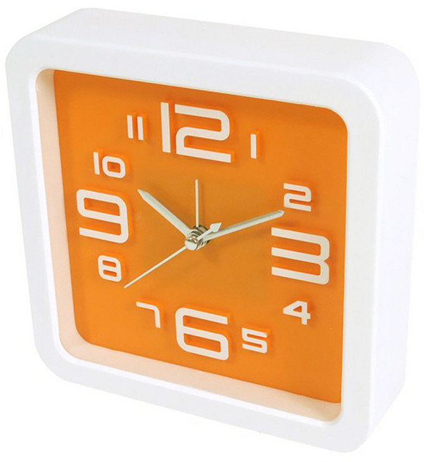 WE CHAMP 方形立體數字靜音鬧鐘 WTB-318, 橘色