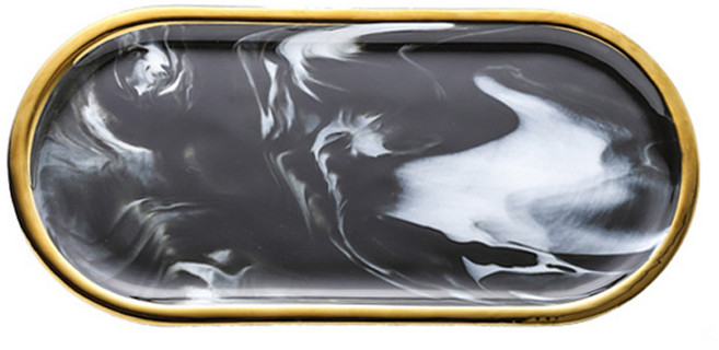 풀커버링 다용도 인테리어 촬영 정리 소품 대리석 마블 골드 트레이, 블랙