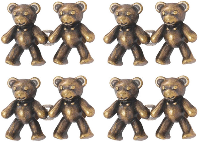 앙플러스 곰돌이 바지 허리 조절 클립 버클 단추 34 x 22mm, 브라운, 4개