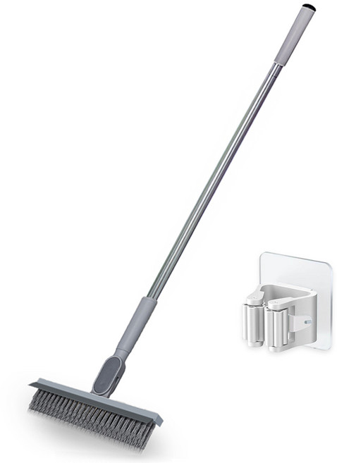 모던모어 롱 스탠드 2 in 1 욕실 바닥 화장실 청소솔 + 청소솔 걸이 세트, 그레이, 1세트