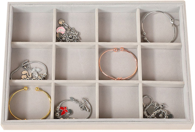 풀커버링 간편벨벳 초대형 악세서리 보관대 12칸, 그레이, 1개