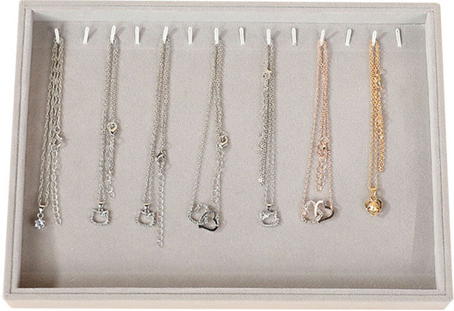 간편벨벳 초대형 악세서리 보관대 목걸이칸, 그레이, 1개