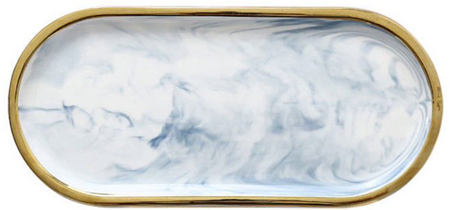 풀커버링 다용도 인테리어 촬영 정리 소품 대리석 마블 골드 트레이, 블루