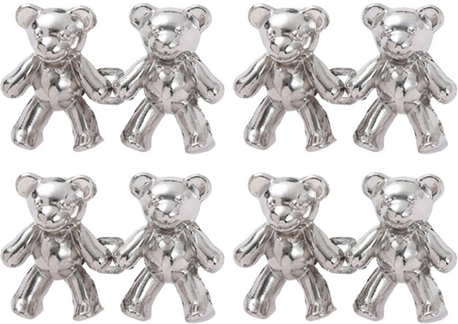 앙플러스 곰돌이 바지 허리 조절 클립 버클 단추 34 x 22mm, 실버, 4개