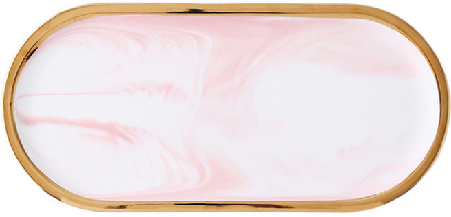 풀커버링 다용도 인테리어 촬영 정리 소품 대리석 마블 골드 트레이, 핑크