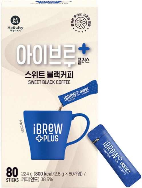 맥널티커피 아이브루 플러스 스위트 블랙 원두커피믹스, 2.8g, 80개입, 1개