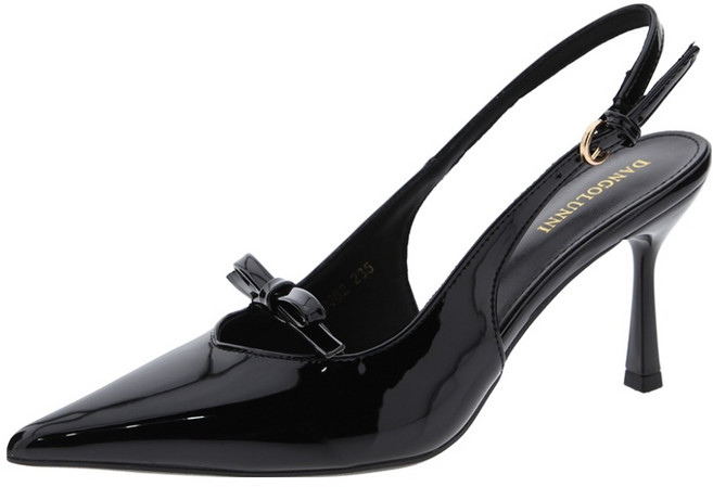 단골언니 여성용 스틸레토 V라인 리본 로헤니 슬링백 힐 8cm