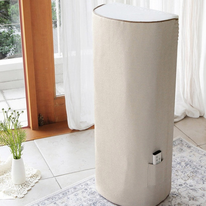 쁘리엘르 히스 삼중직 스판 창문형 에어컨 커버, 아이보리