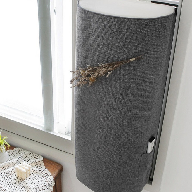 쁘리엘르 히스 삼중직 스판 창문형 에어컨 커버, 진그레이