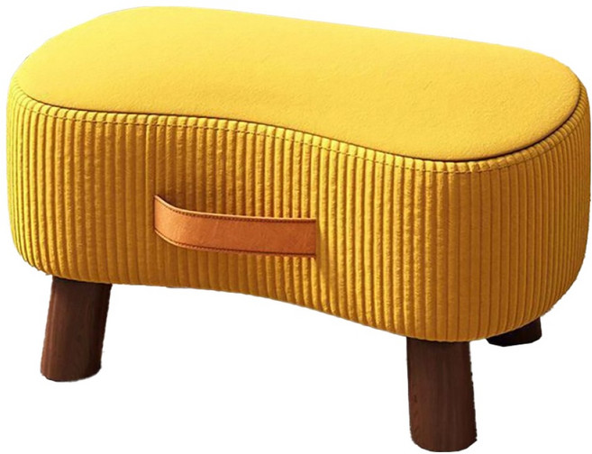 小麥購物 簡約絨布實木沙發凳 L1421 40 x 28 x 23cm, 1個, 黃色
