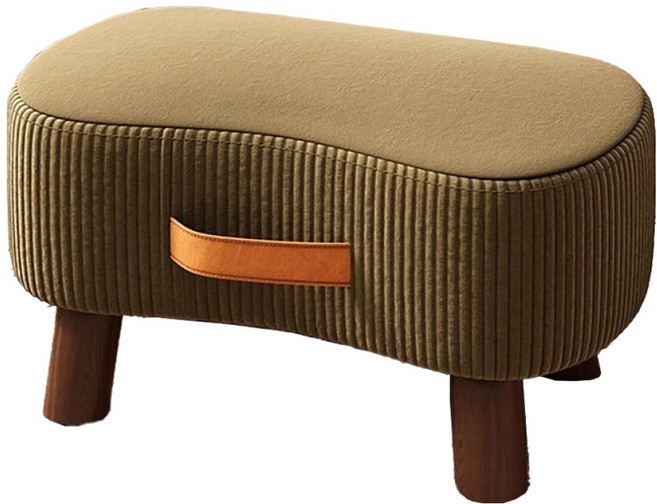 小麥購物 簡約絨布實木沙發凳 L1421 40 x 28 x 23cm, 1個, 軍綠色