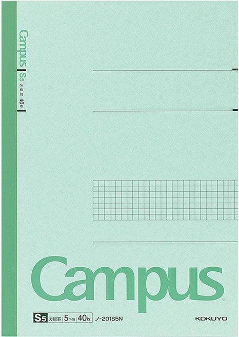 고쿠요 캠퍼스 베이직 방안선 노트 5mm 40p, Green, 1개