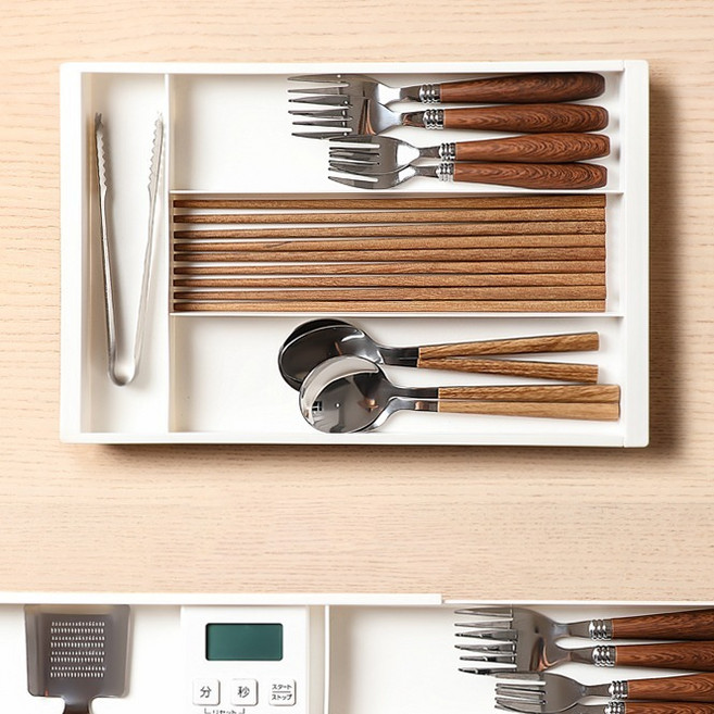 길이조절 확장형 서랍 정리함, 화이트, 1개