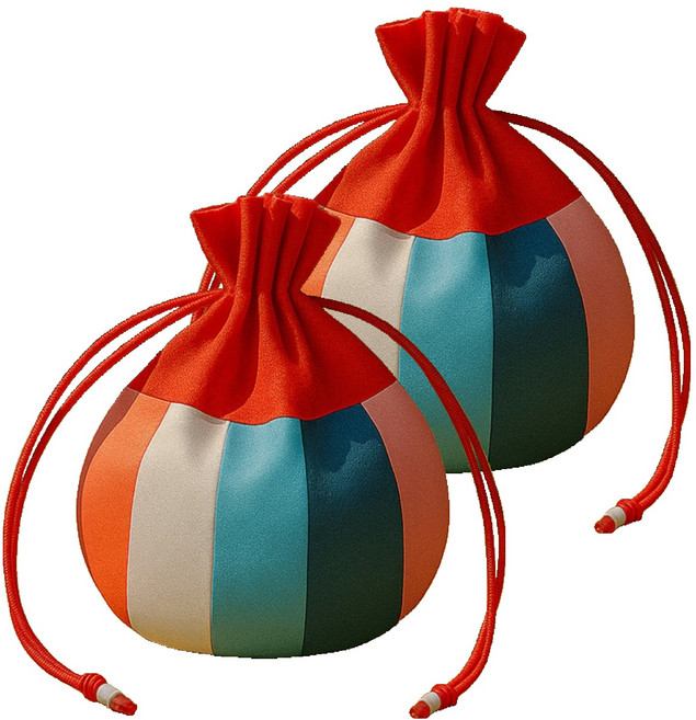 파티쇼 명절 추석 설 선물포장 색동 반달 복주머니, 레드, 2개