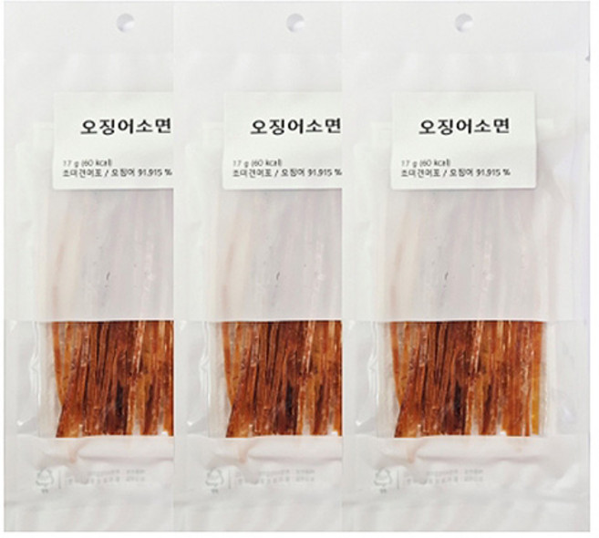 썬푸드 오징어 소면, 17g, 3개