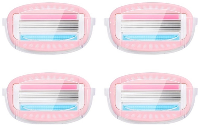 마켓링 여성용 프리미엄 면도기 면도날 핑크, 4개, 1개입