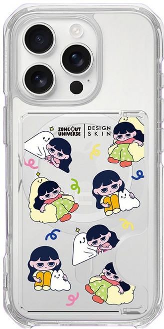 DESIGNSKIN 멍소녀 맥세이프 카드 포켓, 패턴 멍소녀와 이불이, 1개