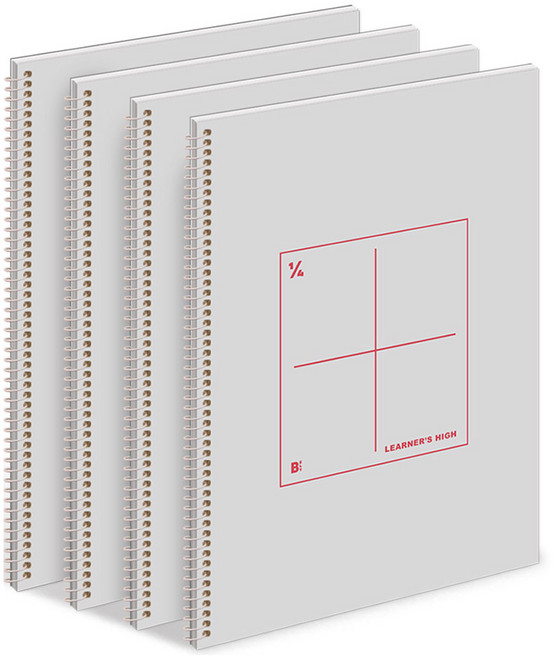 비플라이 다분할 노트 4분할 190 x 258 mm 4p 세트, 그레이, 1세트
