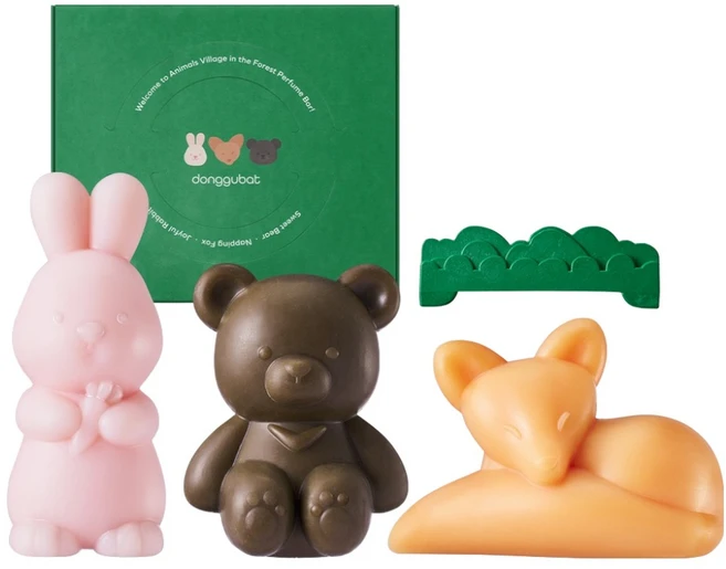 동구밭 숲속의 동물들 퍼퓸바 올인원 비누 4종 선물세트, 1세트 - 쿠팡