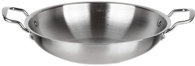 plala 電磁爐用不鏽鋼淺型火鍋, 銀色, 24cm, 1個