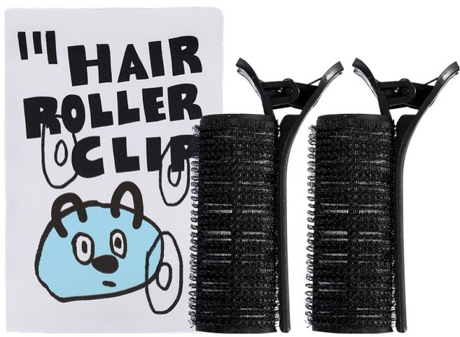 씨조 단면 집게형 앞머리 헤어롤 구르프 2p, 2개, 블랙
