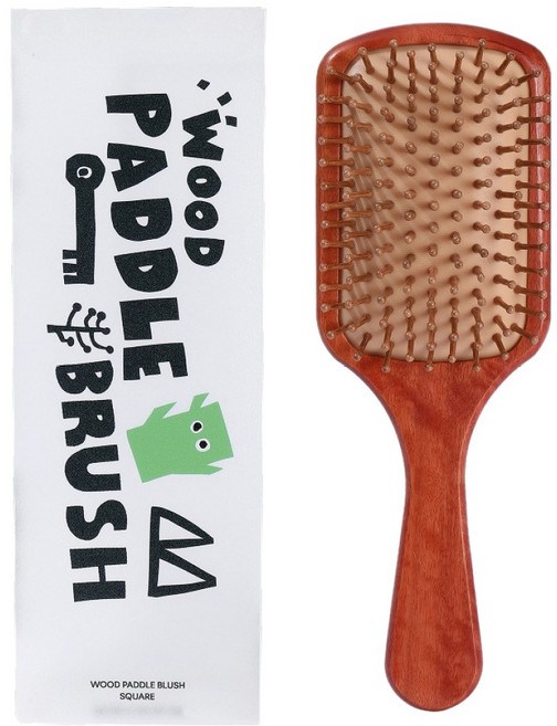 씨조 사각 패들 쿠션 브러쉬, 1개, 우드