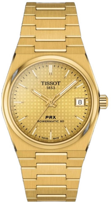 TISSOT 天梭 PRX 簡約復刻機械腕錶金面 35mm