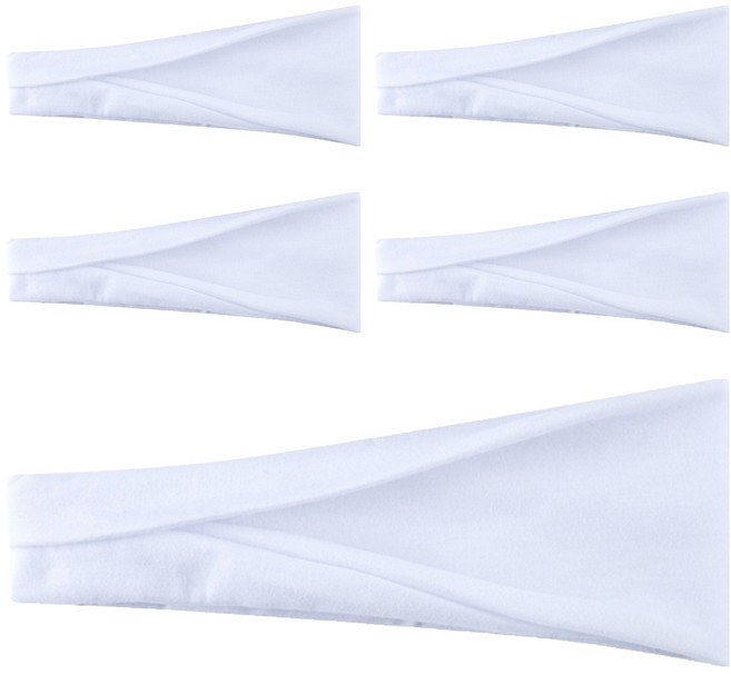 땀 흡수 스포츠 헤어밴드, 화이트, 5개