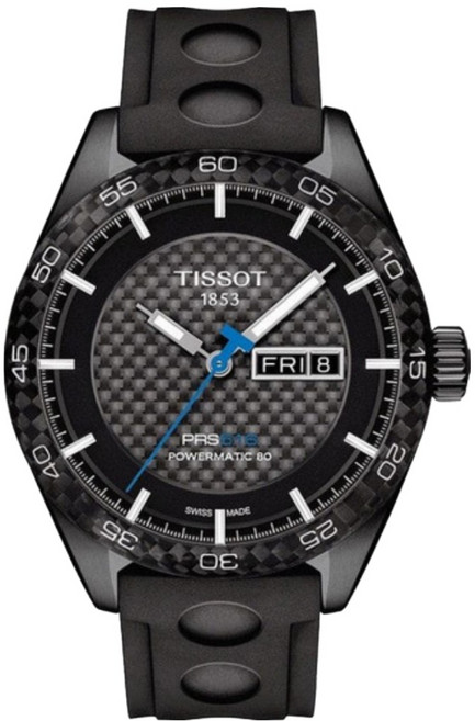 TISSOT 天梭 PRS516 黑殼膠帶男錶 42mm