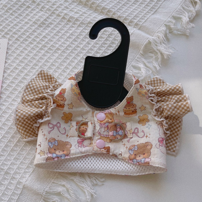 코코스튜디오 반려동물 티파티 러플 하네스 리드줄 세트, 베이지, 1세트