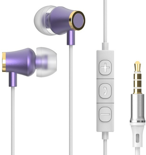 아이리버 노이즈캔슬링 갤럭시 컴퓨터 알루미늄 유선 이어폰 3.5mm, ICP-G510, 퍼플