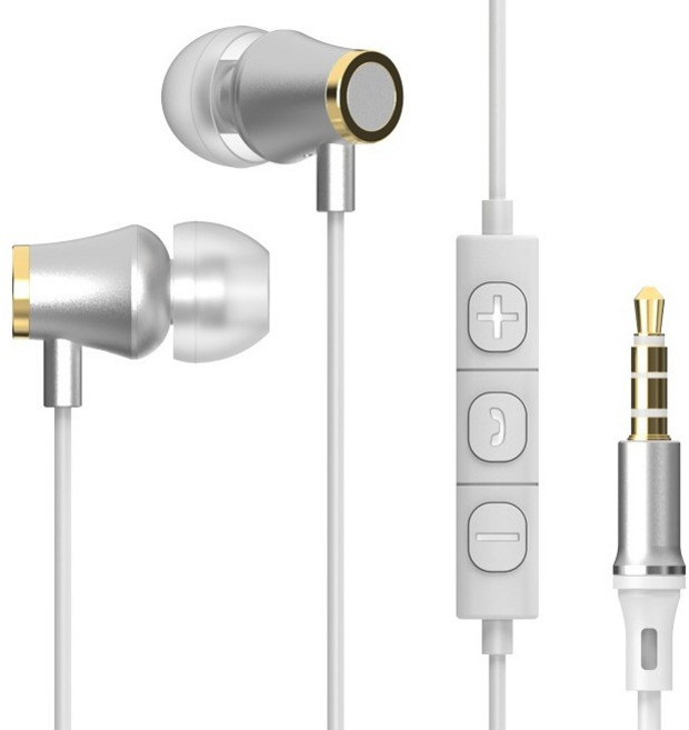 아이리버 노이즈캔슬링 갤럭시 컴퓨터 알루미늄 유선 이어폰 3.5mm, ICP-G510, 실버화이트