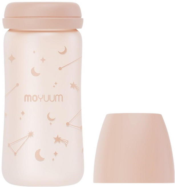 모윰 실리콘 코팅 유리 트윙클 에디션 노꼭지 젖병, 베이지, 1개, 240ml