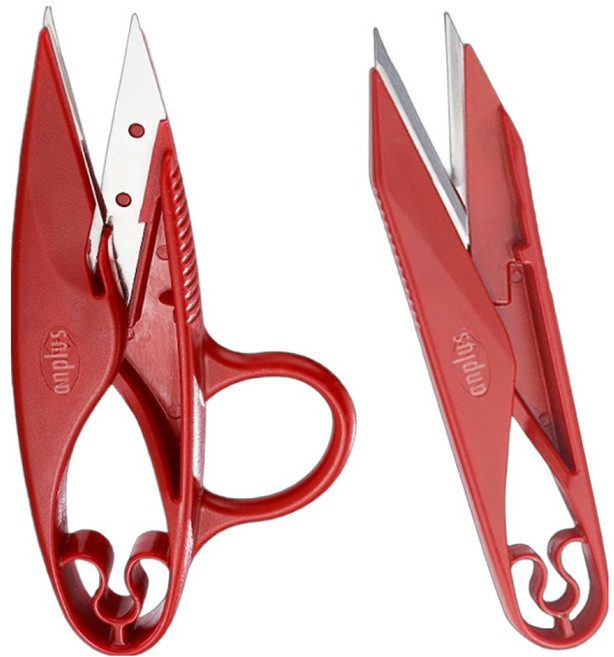 앙플러스 손잡이형 안전한 쪽가위 다용도 미니 재단 가위 2종 세트, 1세트, 레드