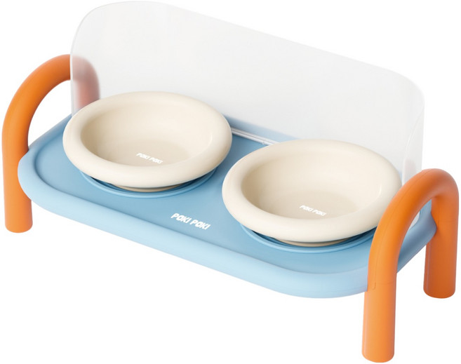 퍼키퍼키 반려동물 해피더블팟 테이블 + 식기 2p 세트, 1세트, Orange + Skyblue + lvory