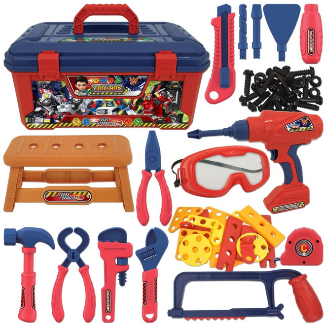 헬로카봇 공구박스 전동드릴 + 공구키트, 혼합색상, 1세트