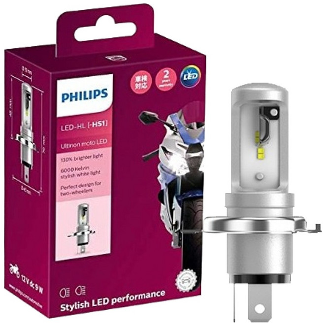 필립스 Ultinon Moto LED HS1 H4 오토바이 헤드라이트 전구, 1개