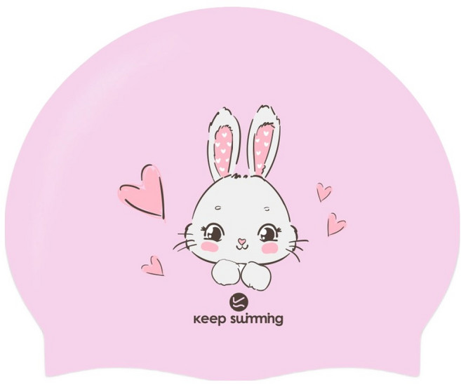 킵스위밍 아동용 테디버니키티 생존 수영모, 1개, 베이비필크(마이버니)