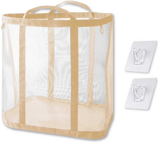모던모어 틈새걸이 메쉬 접이식 대용량 빨래바구니, 베이지