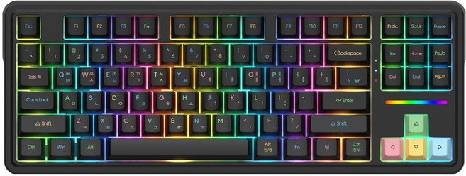 앱코 3모드 OTEMU 특주축 염료승화 기계식 유무선 텐키리스 키보드 피치 V3축, 블랙, AK87, 저소음 피치축