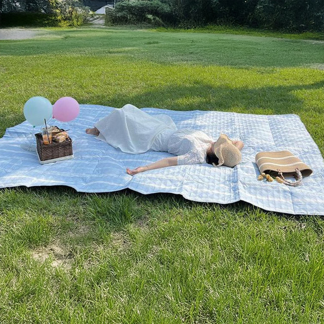 한스갤러리 방수 피크닉 매트 감성 두꺼운 돗자리, 아쿠아블루